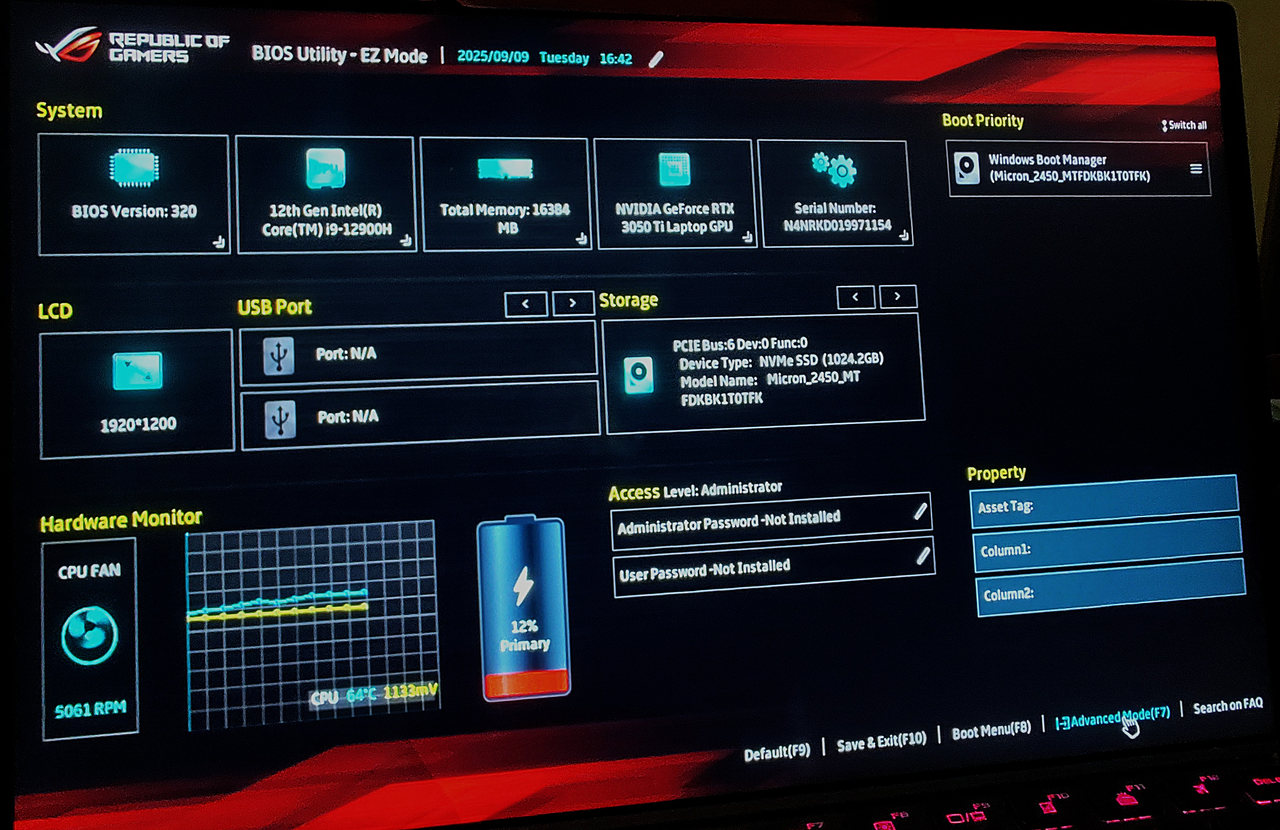 ASUS ROG Flow Z: SSD Missing from Windows Setup